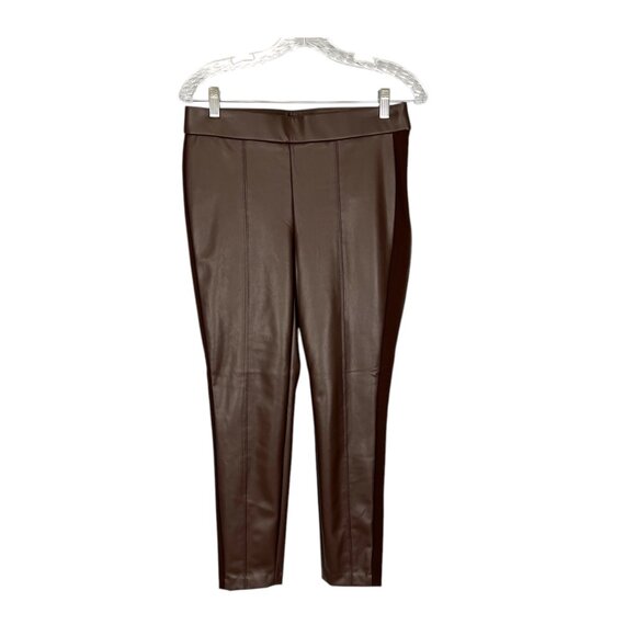 Talbots Womens Petite Portland Faux Leather Legging Pants Espresso Brown size 6P - Picture 3 of 13